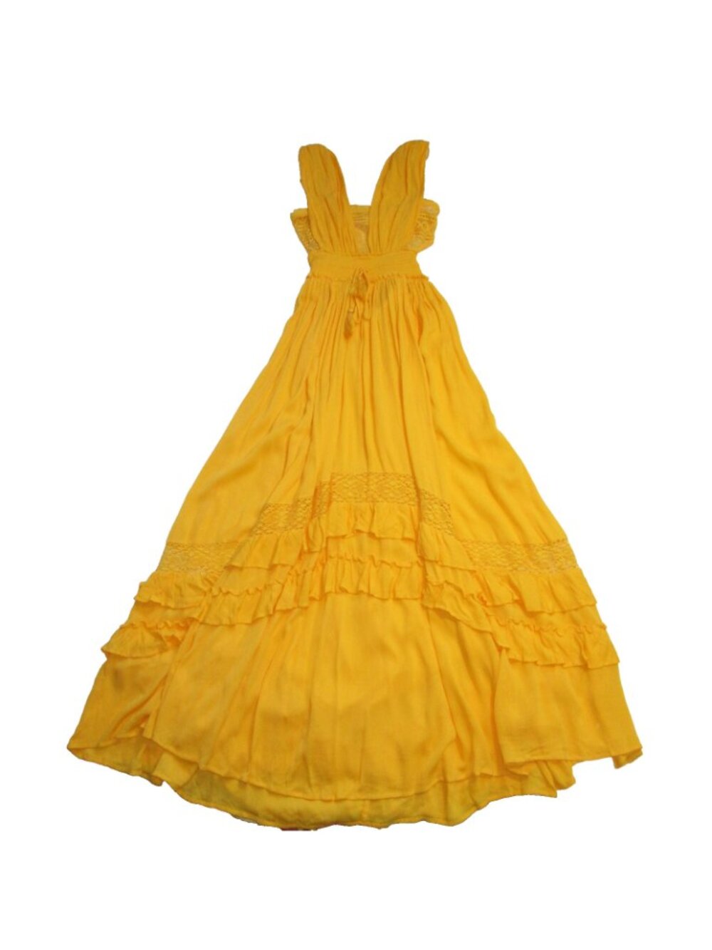 NWT Free People Santa Maria Maxi in Citrus Ave Orange Crochet Lace Trim Dress S - Picture 4 of 8